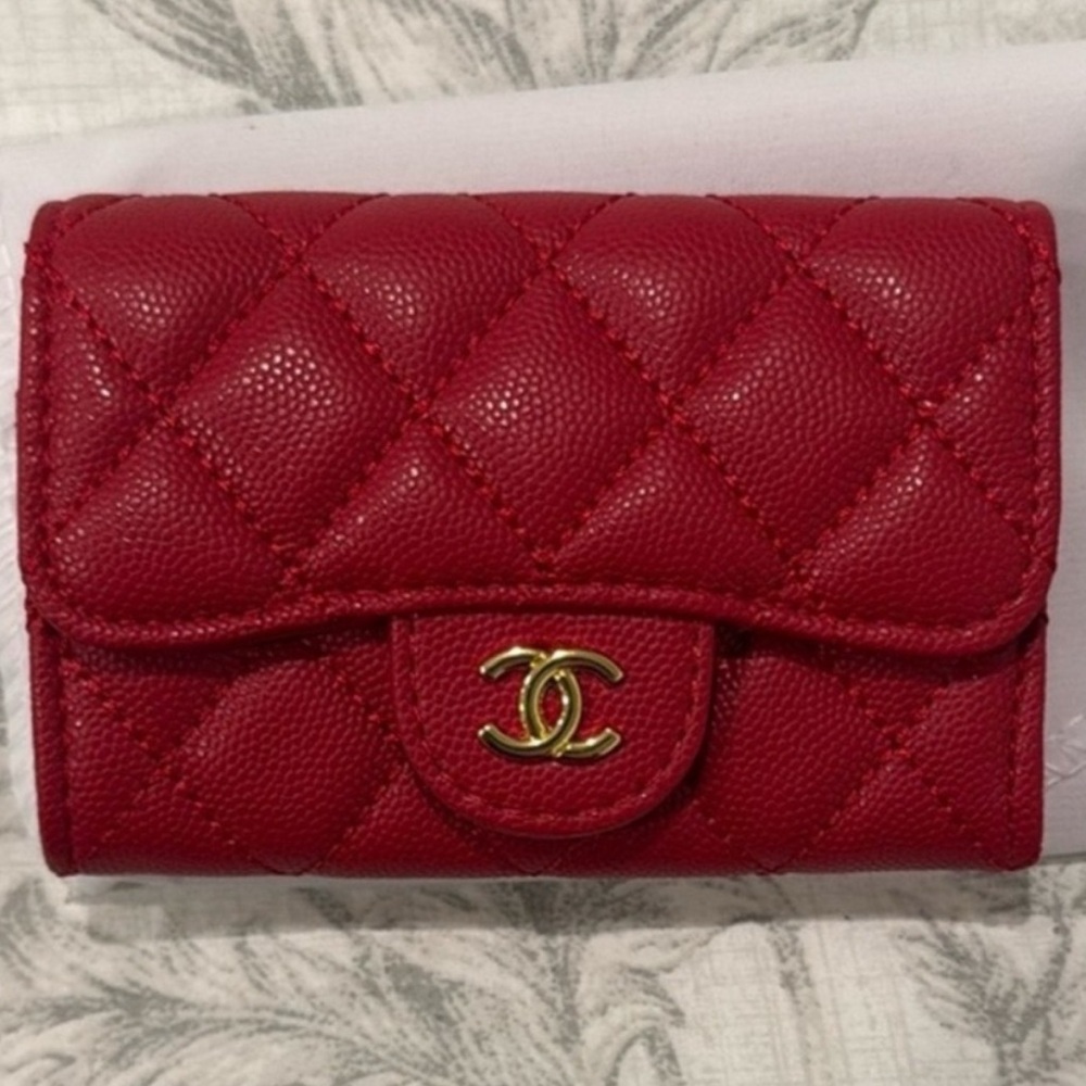 CC Red Quilted Wallet with Logo